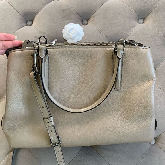 Coach Beige Leather Brooklyn Carryall Satchel - Picture 5 of 8